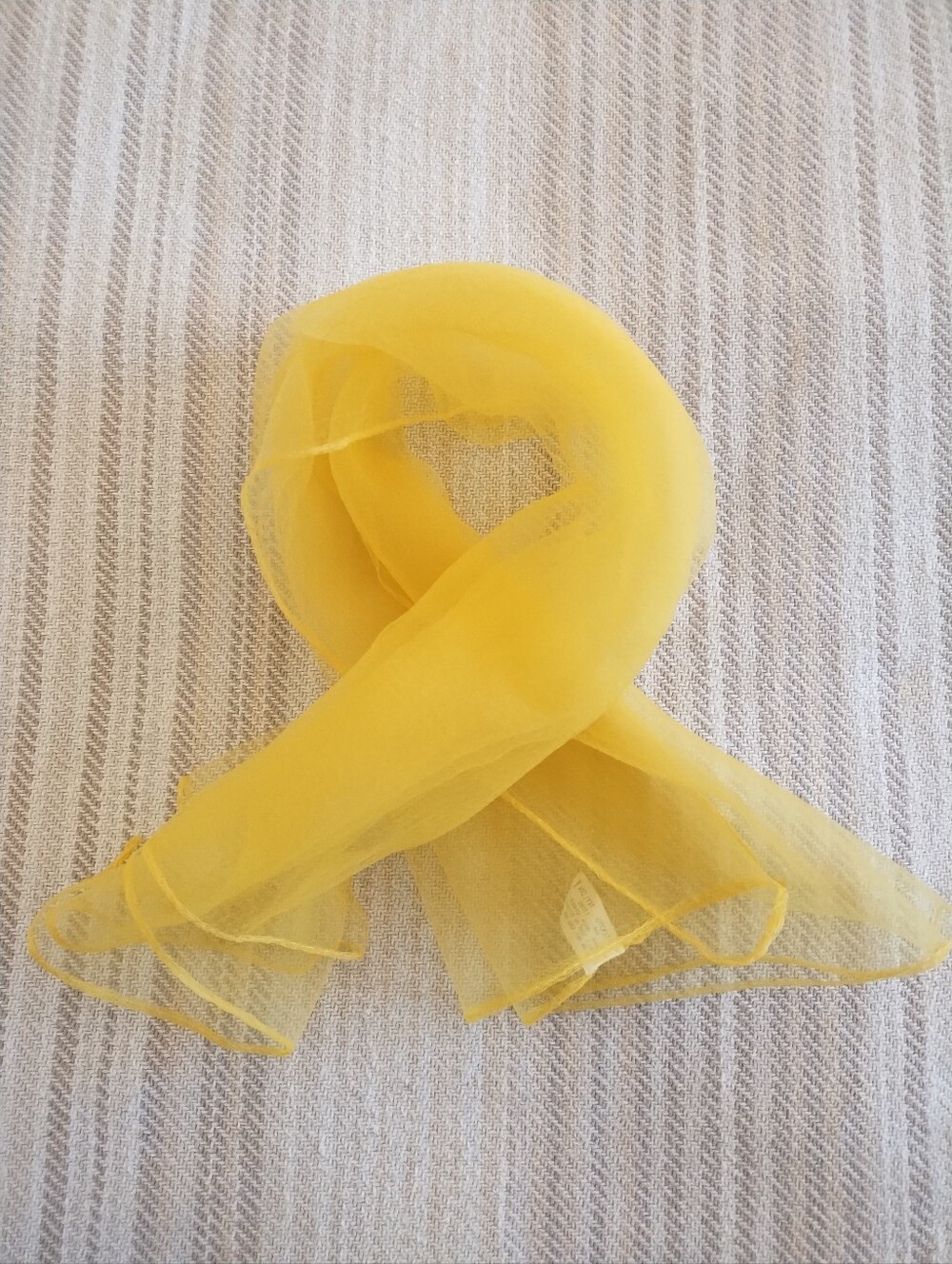Vintage Sheer Light Yellow Nylon Square Scarf - Japan